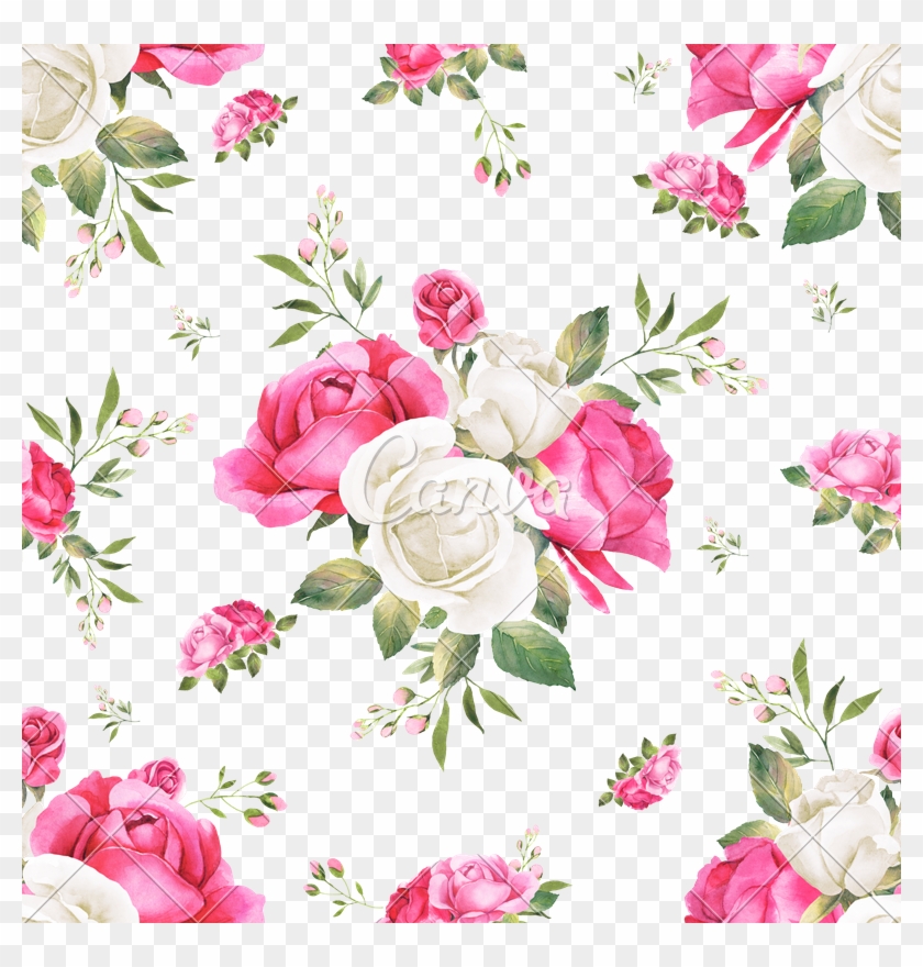 Rose Bouquets Watercolor Seamless Pattern - Flower Bouquet #1230503
