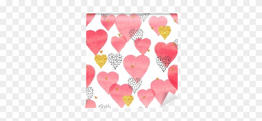 Red Watercolor Hearts Pattern - Wallpaper #1230609
