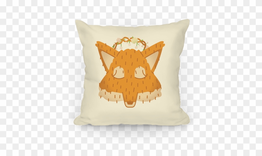Flower Crown Fox Face Pillow - Flower #1230676