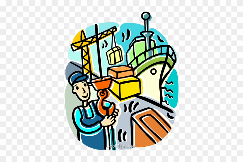 Man Working On The Docks Royalty Free Vector Clip Art - Man Working On The Docks Royalty Free Vector Clip Art #1230882