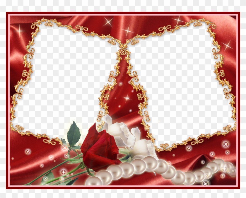 Incredible Red Flower Frame Transparent Hq Png Image - Couple Photo Frame Png #1230926