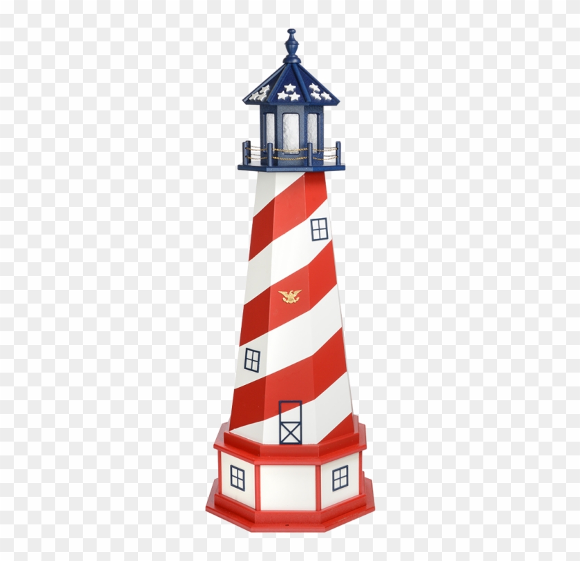 Patriotic Garden Lighthouse - Red And White Lighthouse Statue #1231167