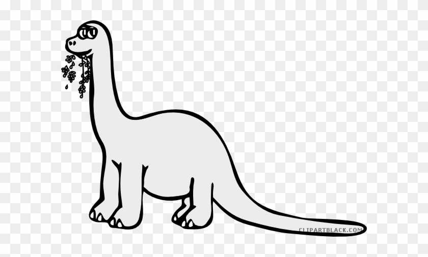 Cartoon Dinosaur Animal Free Black White Clipart Images - Brontosaurus Coloring Page #1231174
