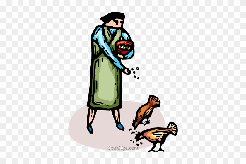 Woman Feeding The Chickens Royalty Free Vector Clip - Chicken #1231503