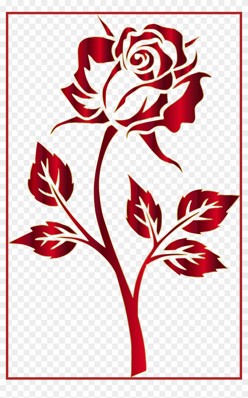 Inspiring Crimson Rose Silhouette No Background By - Rose Clipart No Background #1231626