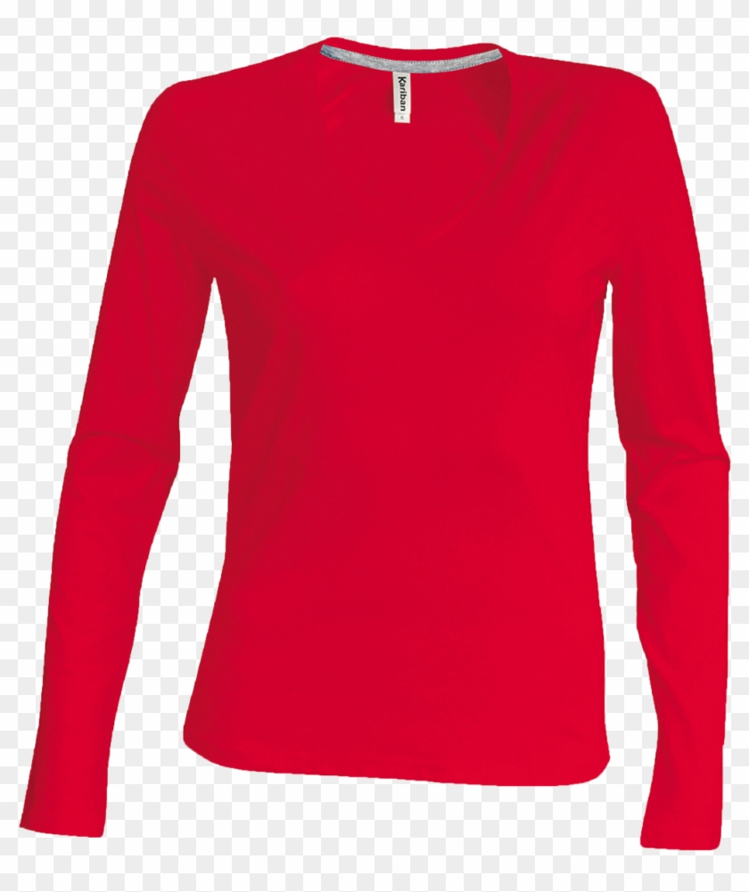 Kariban Ladies V Neck Long Sleeve T Shirt - Sleeve #1231785