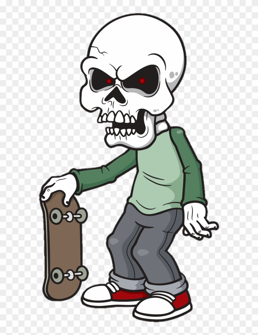 Skatey Skull - T-shirt - Dibujos De Zombies Animados #1231865