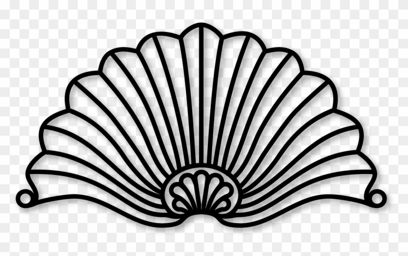 Shell Pediment Flourish - Fan Clipart Black And White #1231905