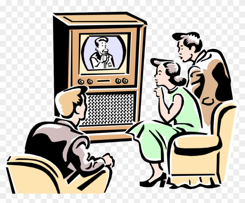Family Watching Television Royalty Free Vector Clip - People Watching Tv Clipart #1232078