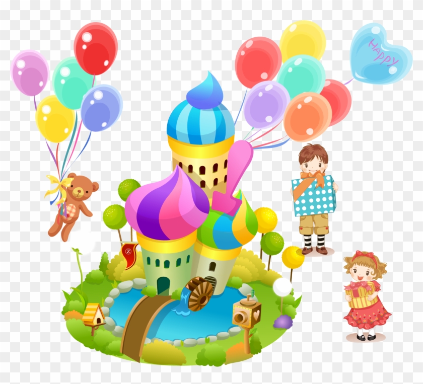 Castle Amusement Park Balloon Bear Children - Amusement Park #1232250