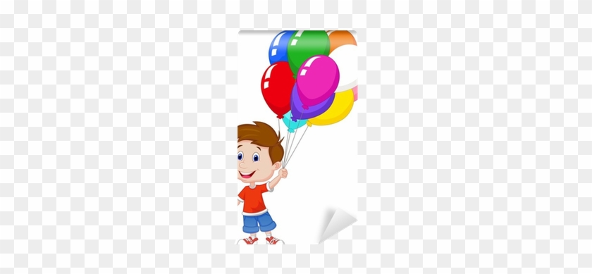 Cartoon Boy With Bunch Of Colorful Balloons In His - Cartoon Colourful Balloons #1232294