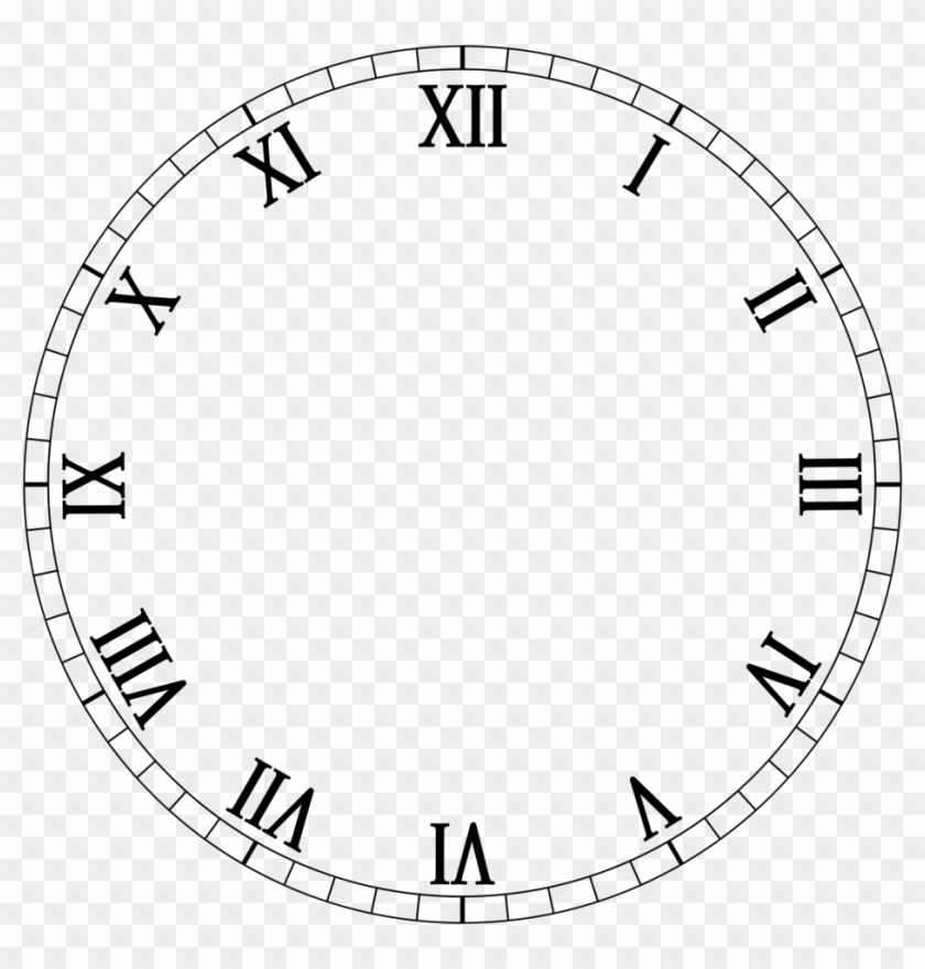 Clock No Hands Png Clipart - Clock Face Roman Numerals #1232362