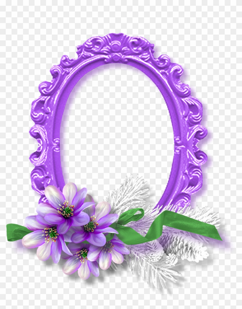 Purple Oval Flower Frame Png #1232485