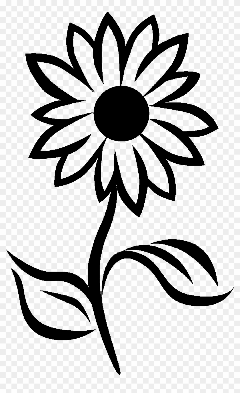 White Flower Clipart Sunflower - Sunflower Clipart Black And White #1232511