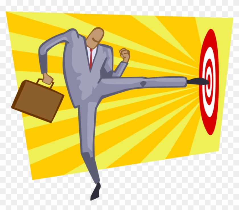 Vector Illustration Of Hitting The Target Bullseye - Illustration #1232654