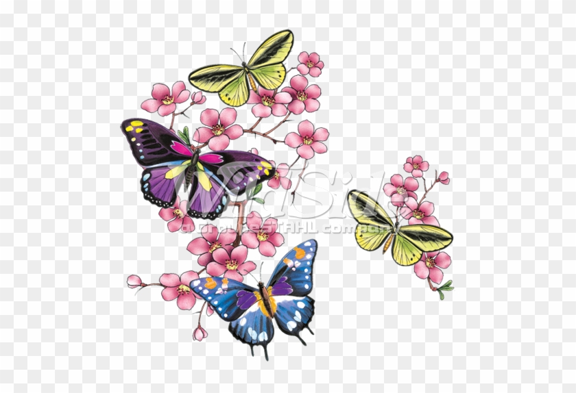 Cherry Blossom Butterflies - Fan-o-menal Textilien Kinder T-shirt Mit Print - Schmetterlinge #1232845