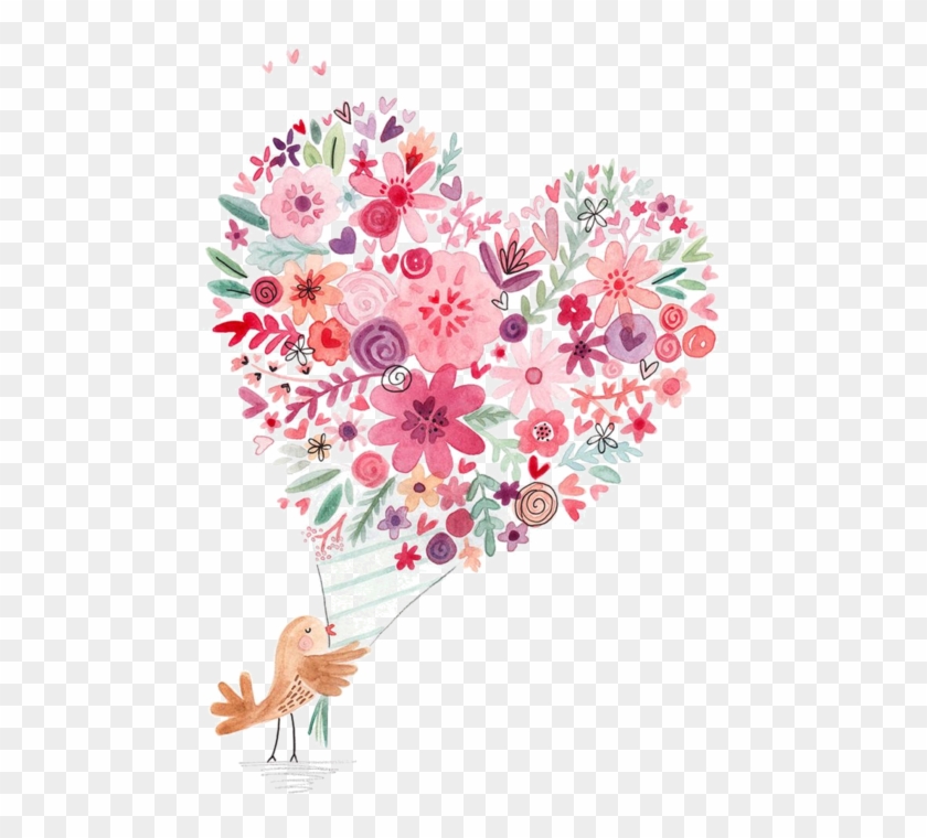 Coeur,tube,png - Watercolor Flower Hearts #1233323