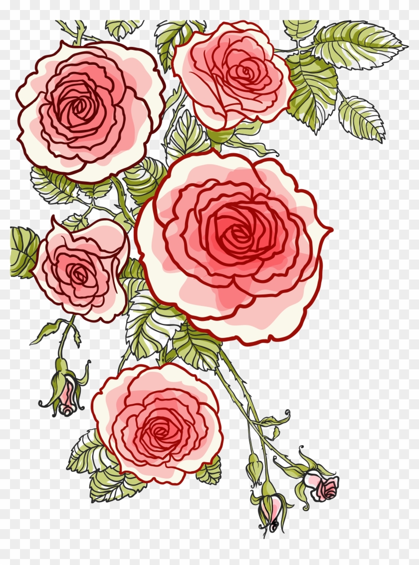 Hand Painted Roses Vector 2370*3082 Transprent Png - Rosas En Vector Png #1233701