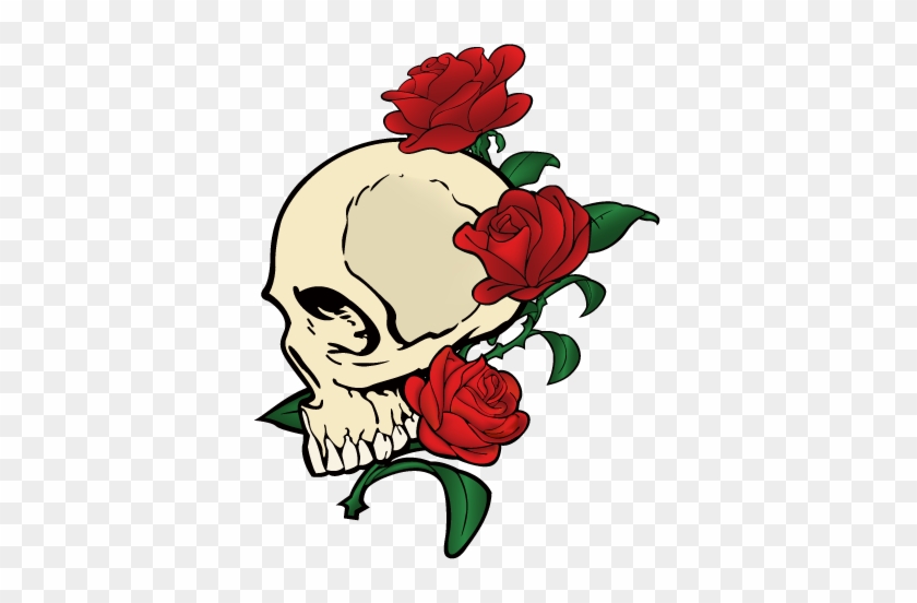 Skull & Roses Laptop Sticker - Skull And Roses Vector #1233712