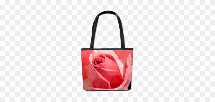 Pink Rose Low Poly Floral Bucket Bag - Rose #1233795