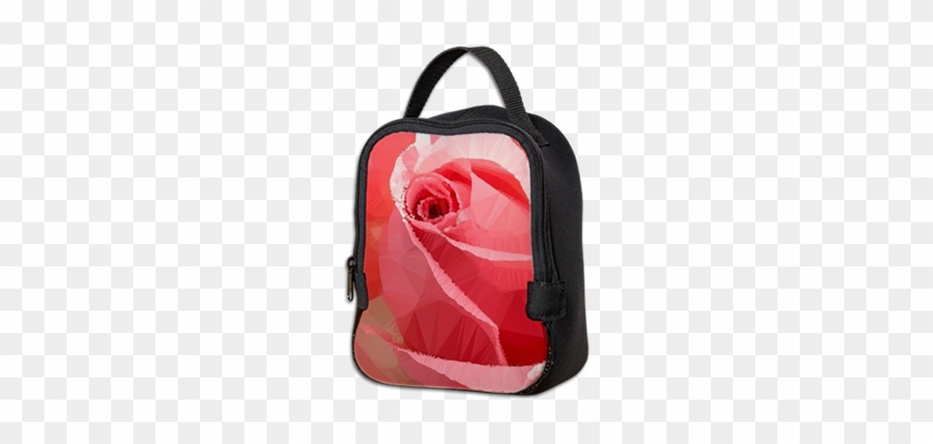 Pink Rose Low Poly Floral Neoprene Lunch Bag - Shoulder Bag #1233796