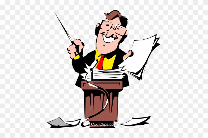 Cartoon Man With Pointer Royalty Free Vector Clip Art - Public Speaker Clip Art #1233888