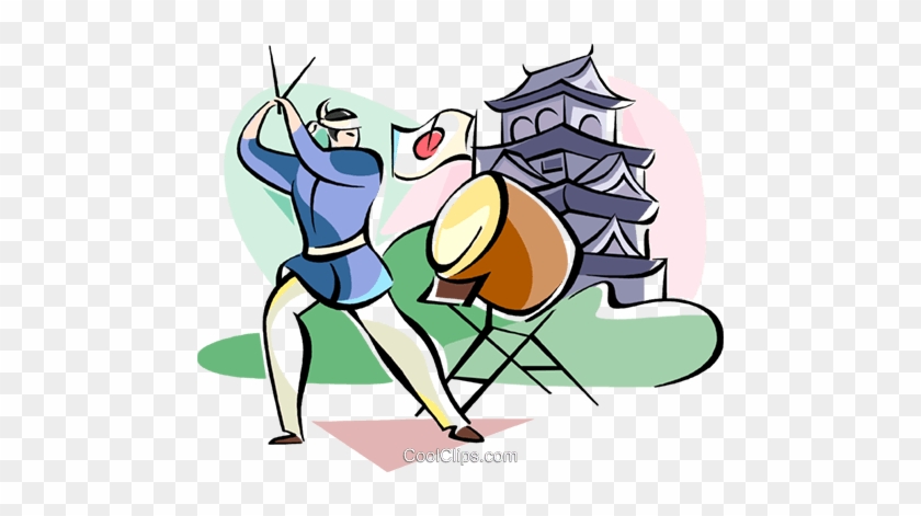 Japanese Drummer Musician Royalty Free Vector Clip - Japan Drum Cartoon #1234387