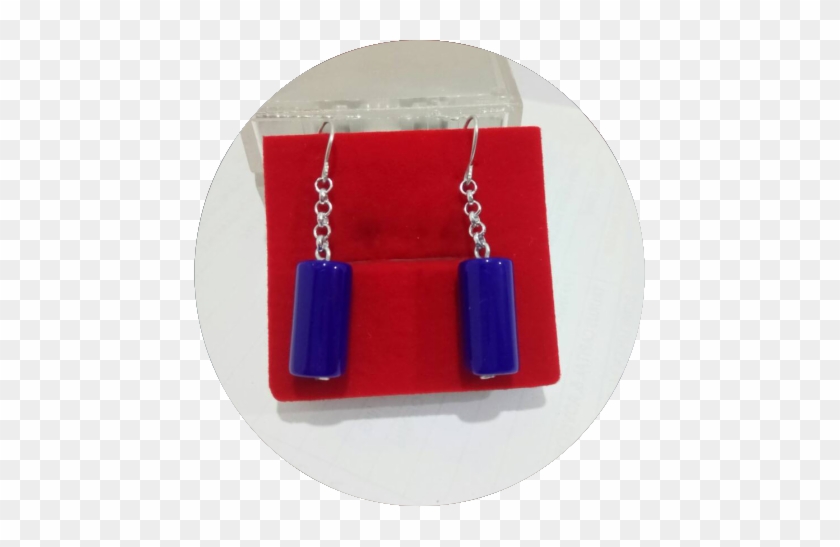 Royal Blue Glass Dangling Earring - Coin Purse #1234681