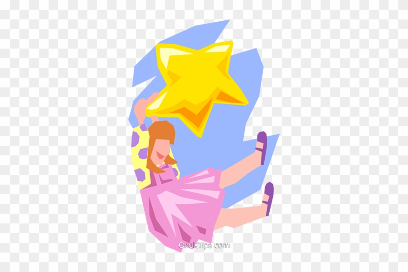 Dreaming/hanging On A Star Royalty Free Vector Clip - Dreaming/hanging On A Star Royalty Free Vector Clip #1234960