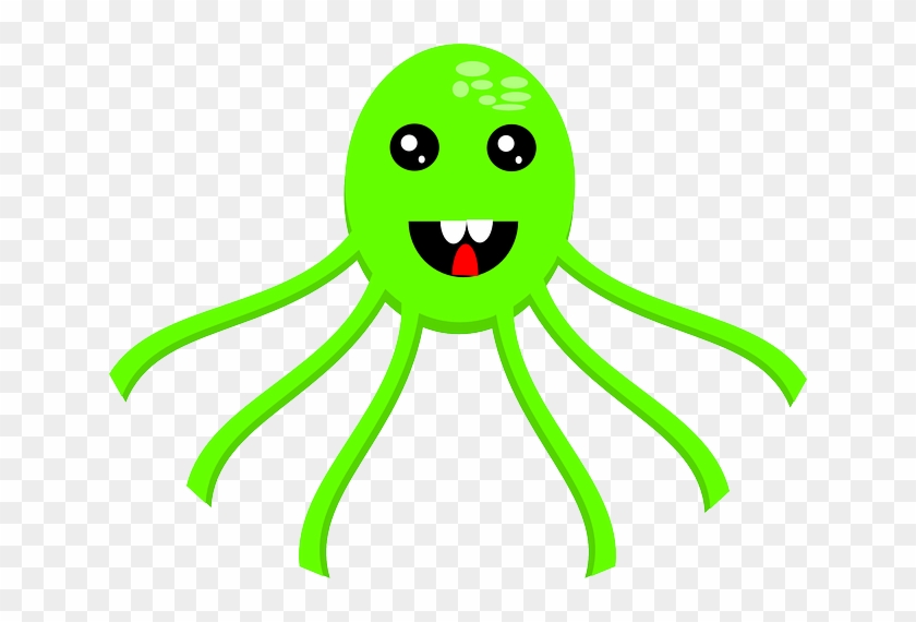 Octopede, Kraken, Green, Comic, Cartoon, Face - Pulpo Verde Animado Png #1235307