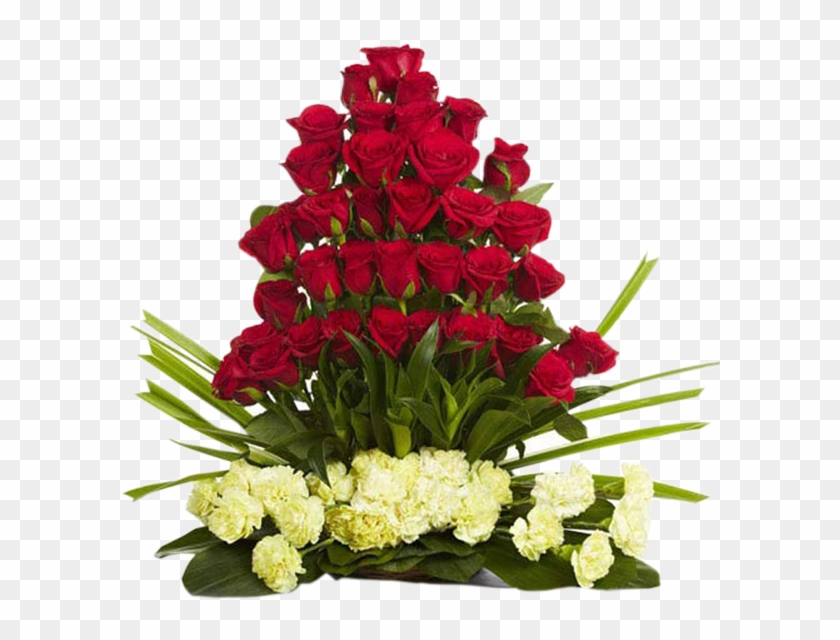 Red Roses And Yellow Carnation Arrangeme - Flowers For Brother Birthday #1235468