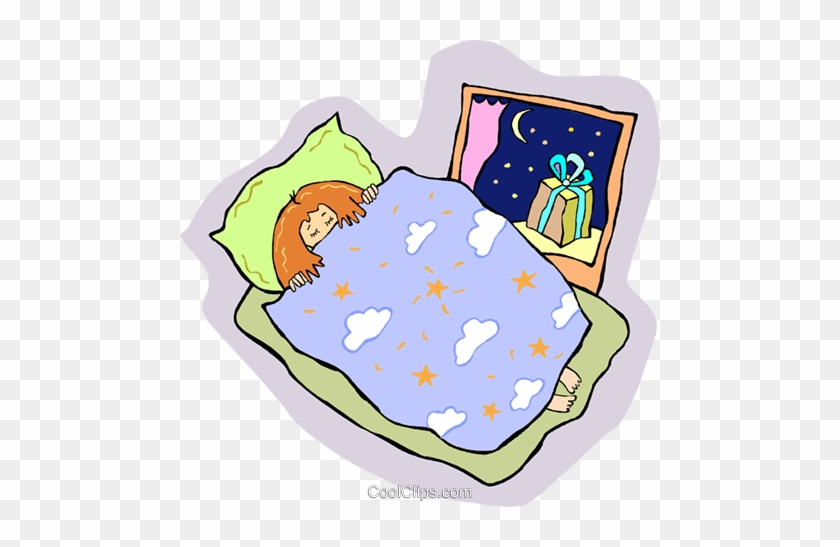 Little Girl Sleeping With Present Royalty Free Vector - Desenho De Menina Dormindo #1235618