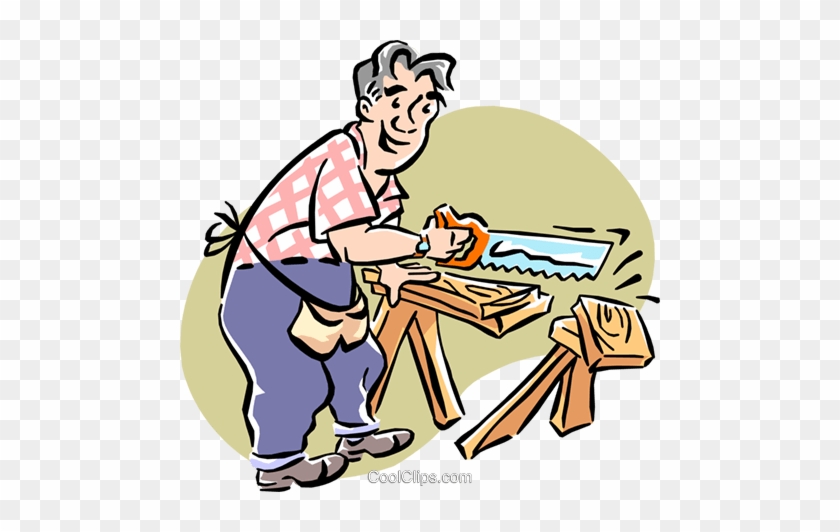 Man Sawing Wood Royalty Free Vector Clip Art Illustration - Individual Development Plan Ppt #1236023
