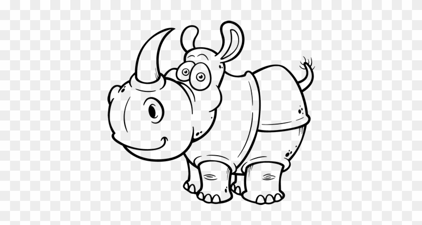 Dibujo De Rinoceronte De Java Para Colorear - Rhino Cartoon #1236176