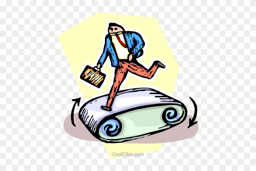 Businessman Running On A Treadmill Royalty Free Vector - Cartoon #1236249