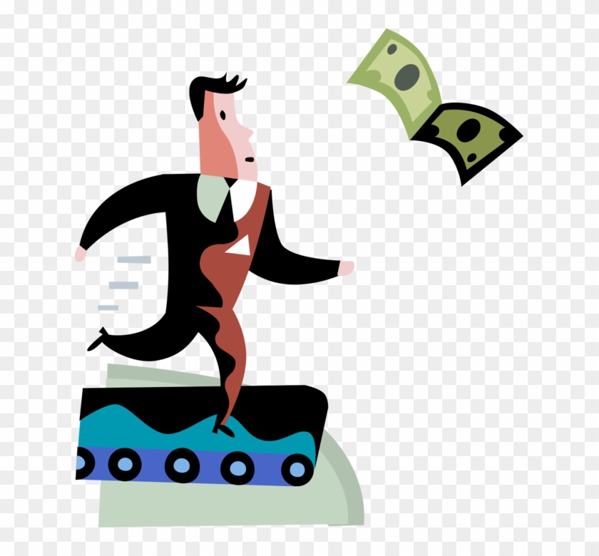 Vector Illustration Of Businessman Runs On Treadmill - Vector Illustration Of Businessman Runs On Treadmill #1236277