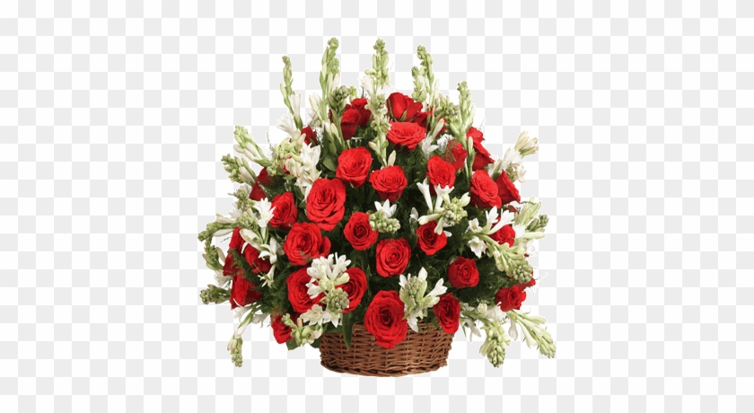 Rajanigandha & Red Roses Basket Arrangement - Christmas Day #1236317