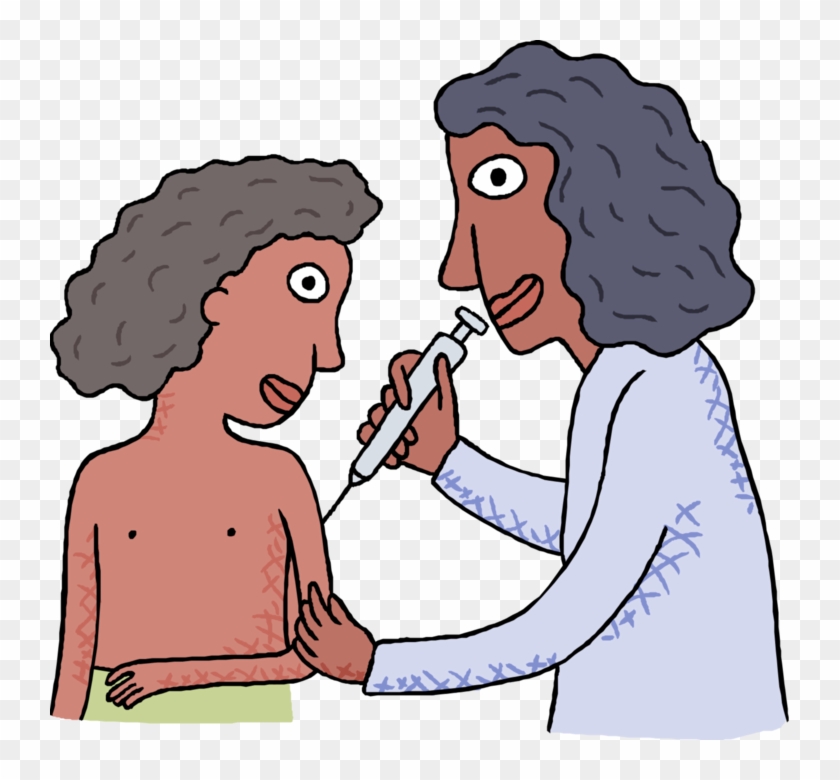 Vector Illustration Of Young Child Receiving Vaccination - Cartoon #1236467