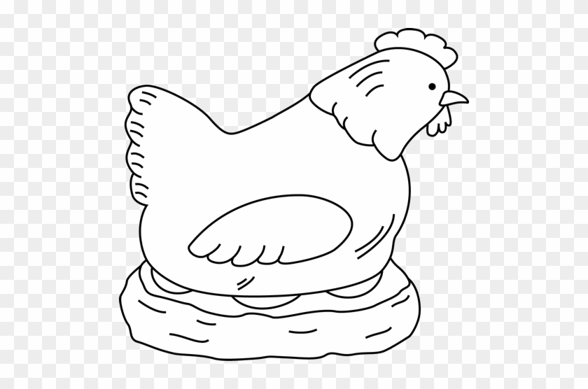 Black And White Hen Sitting On Eggs Clip Art Black - Hen Black And White Clipart #1236523