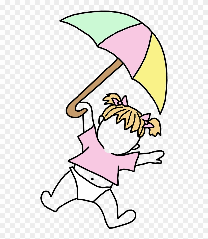 Single Baby Girl With Umbrella Mandys Moon Personalized - Single Baby Girl With Umbrella Mandys Moon Personalized #1236949
