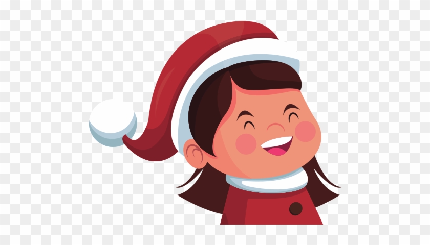Cute Girl Christmas Cartoon Face - Christmas Day #1237333