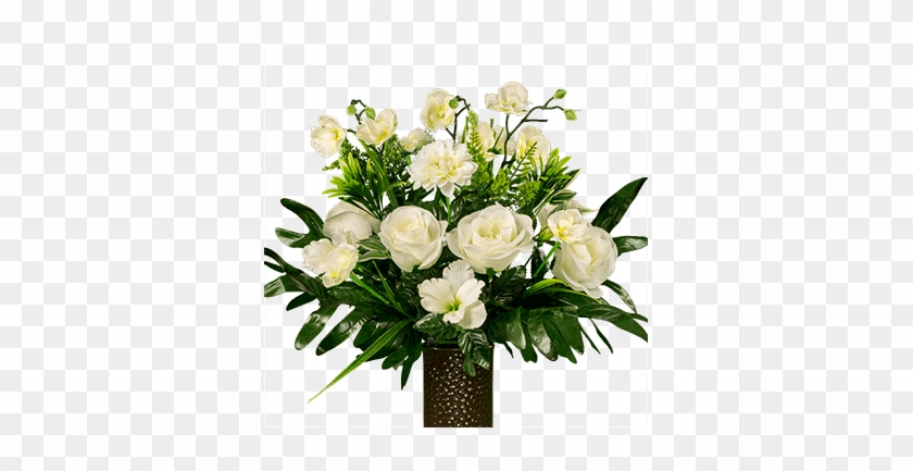 White Rose With Orchids Artificial Bouquet, Featuring - Flowers In Vases #1237657