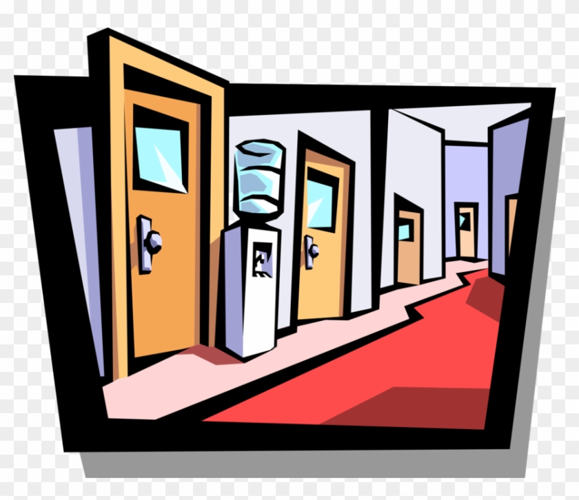 Vector Illustration Of Office Hallway With Doors And - Flip Book #1237761