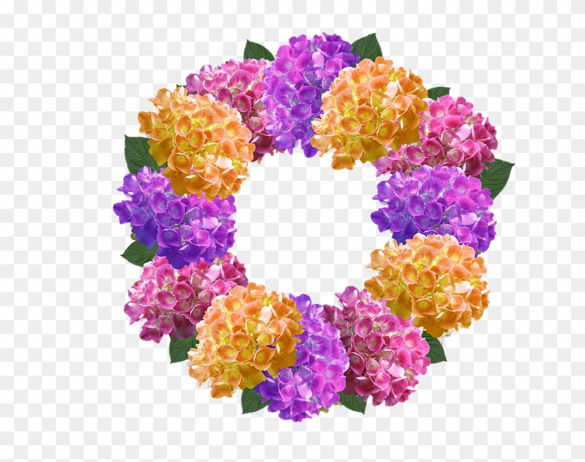 Purple Hydrangea Cliparts 3, Buy Clip Art - Hydrangea Colorful Wreath Summer Floral Monogram Tote #1237805