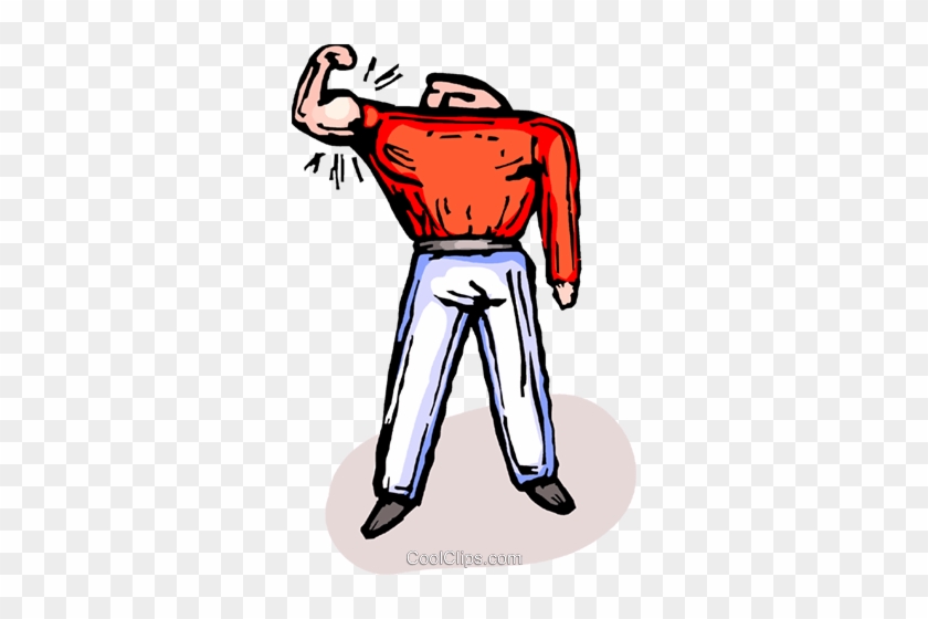Man Showing Off His Muscles Royalty Free Vector Clip - Cartoon #1238222
