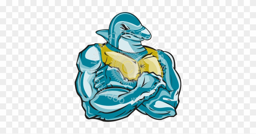 Cartoon Dolphin With Muscles #1238224