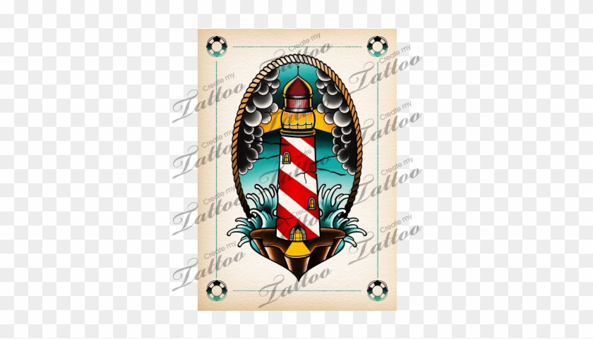 Lighthouse Tattoo Illustration Digital Art By Kaifa's - Lighthouse Tattoo Old School #1238365
