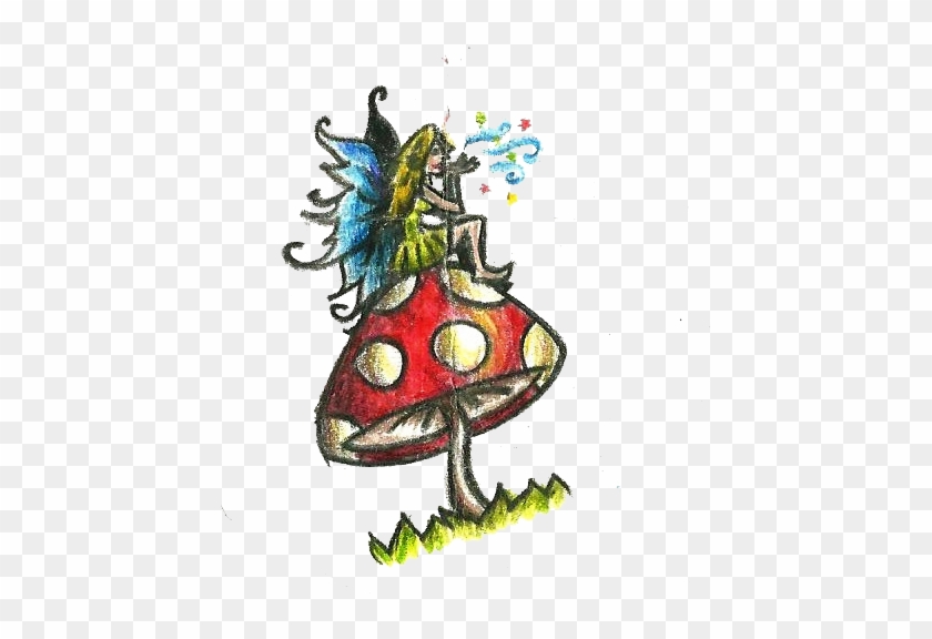 Awesome Fairy Girl Sitting On Mushroom Tattoo Design  Girl Sitting On  Mushroom  Free Transparent PNG Clipart Images Download