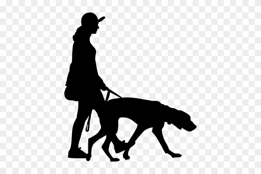 Silhouette, Walking, Dog, Women - People Walking Rain Silhouette Png #1239431