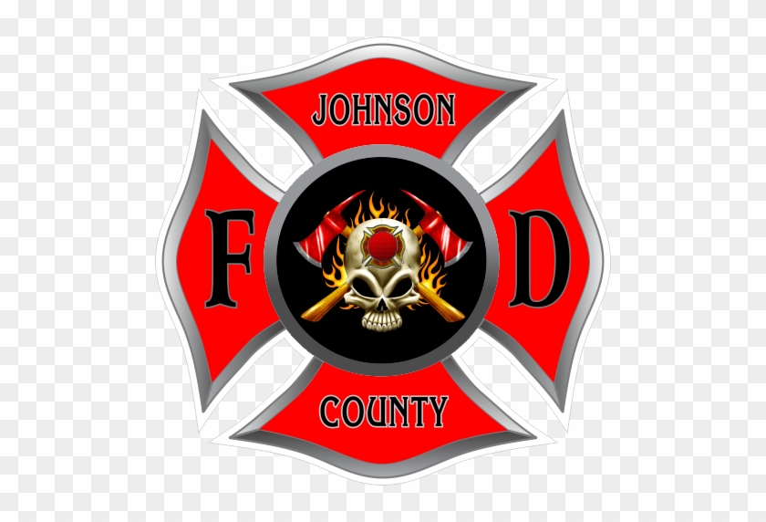 Fire Department Custom Decal - Tirecoverpro Maltese Cross On Skull With Crossed Axes #1239464